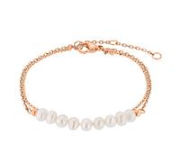 Heideman Armband Jolie Damen - Aus hochwertigem Edelstahl rosegold farbend poliert mit Perlen Elementen zweireihig Armkette für Frauen mit Perle weiss verstellbar mit Verlängerungskettchen