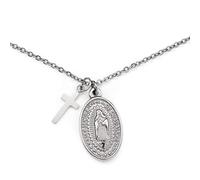 Heideman Halskette Alterum Damen - aus hochwertigem Edelstahl - gold silber rosegold farbend - Kette mit Madonna und Kreuz Anhänger für Frauen - 45cm lang mit Verlängerungskettchen