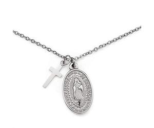 Heideman Halskette Alterum Damen - aus hochwertigem Edelstahl - gold silber rosegold farbend - Kette mit Madonna und Kreuz Anhänger für Frauen - 45cm lang mit Verlängerungskettchen
