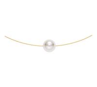 Heideman Halskette Damen Perlenkette aus Edelstahl Gold farbend matt Kette für Frauen mit Perle Weiss rund 10mm