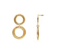 Heideman Inessa Ohrhänger Damen Doppelring Struktur Edelstahl Goldfarben | zwei strukturierte Ringe, 56 mm lang, beweglich, nur 5,3 g pro Paar, vergoldet, wasserfest & nickelfrei