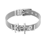 Heideman Armband »Mesh Armband Hope poliert«, Charms sind austauschbar, silberfarben poliert