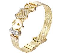 Heideman Mesh Armband Milanaise Damen - aus hochwertigem Edelstahl - silber gold rosegold farbend poliert - Armkette für Frauen mit Charms - Herz mit Stein weiß