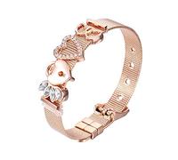 Heideman Mesh Armband Milanaise Damen - aus hochwertigem Edelstahl - silber gold rosegold farbend poliert - Armkette für Frauen mit Charms - Herz mit Stein weiß