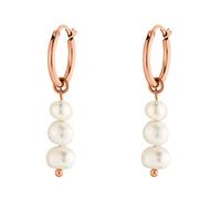 Heideman Ohrringe Maja Damen - aus hochwertigem Edelstahl - silber gold rosegold farbend poliert - Ohrcreole für Frauen mit Perle weiss - Ohrschmuck 3cm lang hängend