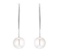 Heideman Ohrringe Damen Auris aus Edelstahl silber farbend matt Ohrstecker hängend für Frauen Perle weiss rund 10mm