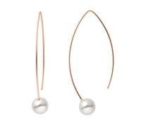 Heideman Ohrringe Auris Damen - Perlenschmuck aus hochwertigem Edelstahl - rosegold farbend - hängende Ohrringe mit Perle weiß für Frauen - Ohrschmuck 4cm lang