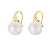 Heideman Ohrringe Damen Ila goldfarbend aus Edelstahl gold farbend matt Ohrschmuck für Frauen mit Perle weiss