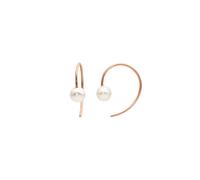 Heideman Ohrringe Damen Loop aus Edelstahl rosegold farbend matt Ohrtecker für Frauen mit Perle weiss 6mm