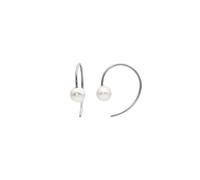 Heideman Ohrringe Damen Loop aus Edelstahl silberfarben Ohrtecker für Frauen mit Perle weiss 6mm