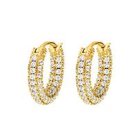 Heideman Ohrringe Elsie Damen - aus hochwertigem Edelstahl - silber gold rosegold farbend matt poliert - Ohrcreolen hängend für Frauen mit Stein weiss - Creole mit 14mm Durchmesser