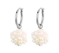 Heideman Ohrringe Gloria Damen aus Edelstahl silber farbend poliert Ohrcreole hängend für Frauen mit Perle weiss