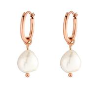 Heideman Ohrringe Pia Damen - aus hochwertigem Edelstahl - silber gold rosegold poliert - Ohrcreole mit Anhänger für Frauen - Ohrschmuck mit Perle weiß