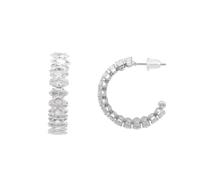 Heideman Ohrringe Stacy Damen - aus hochwertigem Edelstahl silber gold rosegold farbend poliert - Ohrstecker für Frauen mit Stein Zirkonia weiß - Creolen mit 25mm Durchmesser