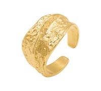 Heideman Ringe Irmeli Damen - aus hochwertigem Edelstahl - silber gold farbend poliert - Damenring für Frauen - One-Size Ring mit gehämmerter Oberfläche