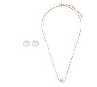 Heideman Set Fabien Halskette und Ohrstecker aus Edelstahl rosegold farbend poliert Kette und Ohrringe für Frauen mit Perle weiss rose vergoldet