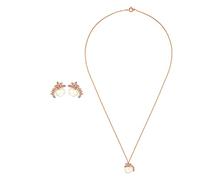 Heideman Set Leora Halskette und Ohrstecker aus Edelstahl rosegold farbend poliert Kette und Ohrringe für Frauen mit Stein und Perle weiss rose vergoldet
