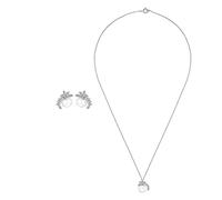Heideman Set Leora Halskette und Ohrstecker aus Edelstahl silber farbend poliert Kette und Ohrringe für Frauen mit Stein und Perle weiss rose vergoldet