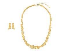 Heideman Set Partis Halskette und Ohrstecker aus Edelstahl gold farbend matt Kette und Ohrringe für Frauen vergoldet