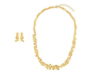 Heideman Set Partis Halskette und Ohrstecker aus Edelstahl gold farbend matt Kette und Ohrringe für Frauen vergoldet