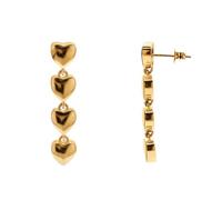Heideman Valencia Ohrhänger Damen Herz Anhänger Edelstahl Goldfarben | vier gewölbte Herzen, ca. 33,5 mm lang, 18K vergoldet, wasserfest & nickelfrei, 316L Edelstahl