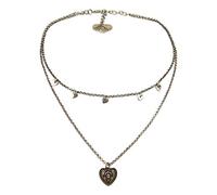 Heimatflüstern Trachtenkette mit Herzen und Trachtenherz - Metall Halskette mit Herzen, Damen Layer Dirndlkette Lederhose, Dirndl-Schmuck fürs Oktoberfest, Trachtenschmuck (antik-silber-farben)