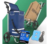 Heimfleiss® Einkaufswagen Trolley klappbar 56L - Einkaufstasche | Blau | Leichte Einkaufstasche mit Rollen | Shopping Trolley & Einkaufstrolly | 56L Volumen, bis 50kg | Kühlfach mit Kühlpad