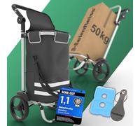 Heimfleiss® Trolley Einkaufstrolley 56L Hackenporsche - Kühlfach | Grau | Shopping Trolley mit Kühlfach & Kühlpad | Einkaufstasche mit Rollen | 3-in-1 als Sackkarre & Tragetasche, bis 50kg