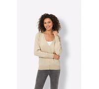Strickjacke HEINE, Damen, Gr. 46, beige (sand), 100% Baumwolle, unifarben, Langarm, Strickjacken (31967405-46) sand