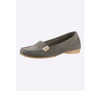 Heine Leder-Slipper in Khaki - Größe 37 | Damen Schuhe Halbschuhe