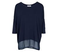 Oversize-Shirt HEINE "Oversized Shirt", Damen, Gr. 34, blau (marine), 95% Viskose, 5% Elasthan, Chiffon:100% Polyester, unifarben, Rundhals, Shirts (87276566-34) marine