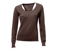 Rundhalspullover HEINE "Rundhals-Pullover", Damen, Gr. 38, braun (schokobraun), 100% Baumwolle, unifarben, Langarm, Pullover (67419602-38) schokobraun