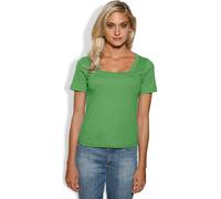 Kurzarmshirt HEINE "Carré-Shirt", Damen, Gr. 38, grün, 100% Baumwolle, unifarben, eckiger Ausschnitt, Shirts (51442848-38) grün