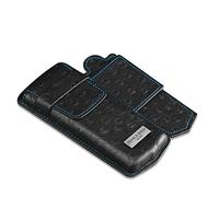 HEISSE & SÖHNE SEIT 1976® Uhrenetui Mondo Ostrich Schwarz/Blau für 1 Armbanduhr