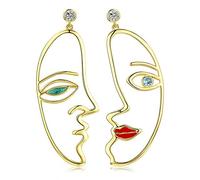 Heißer Verkauf Trendy Silber Farbe Übertreibung Picasso Gesicht Ohrringe für Frauen Klar CZ Hochzeit Engagement Schmuck