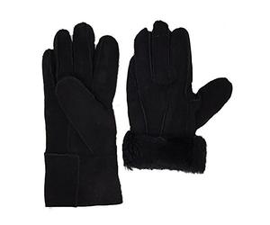 HEITMANN 100% Lammfell Handschuhe Fingerhandschuhe Echt-Leder Damen NEU (M, Schwarz)