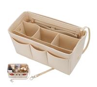 Hejo Handtaschen Organizer, Filz Taschenorganizer, 30 × 17 × 16 cm Taschen Organizer Shopper, Multi-Pocket Handtasche Innentasche für Damen Mädchen (Beige L)