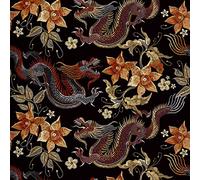 HEKO PANELS Oxford Wasserdichte Meterware Canvas Polyester Stoff Zum Nähen, Dekostoffe Wasserabweisend Blickdicht Drachen Oriental 5 Meter 155 x 500 cm