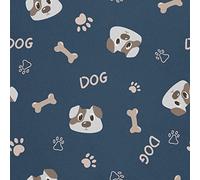 HEKO PANELS Oxford Wasserdichte Meterware Canvas Stoff - Polyester Zum Nähen, Dekostoffe, Wasserabweisend, Blickdicht - Pfoten Knochen Hunde Muster - 2 Meter 155 x 200 cm