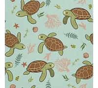 HEKO PANELS Stoff Oxford Meterware Polyester Zum Nähen Möbelstoffe Wasserabweisend Blickdicht Kinder Schildkröten Algen 1 Meter 155 x 100 cm, DX332 als Meterware erhältlich - 1 Stück = 1 m x 1,55 m