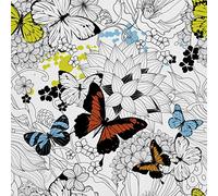 HEKO PANELS Stoff Oxford Wasserdichte Meterware Canvas-Stoff Polyester Stoff Zum Nähen Nähstoffe Dekostoffe Wasserabweisend Blickdicht Blumen Schmetterlinge 5 Meter 155 x 500 cm