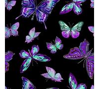 HEKO PANELS Stoff Oxford Wasserdichte Meterware Canvas-Stoff Polyester Stoff Zum Nähen Nähstoffe Dekostoffe Wasserabweisend Blickdicht Lila Schmetterlinge 2 Meter 155 x 200 cm