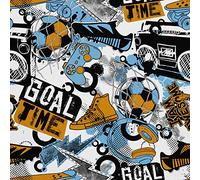 HEKO PANELS Stoff Oxford Wasserdichte Meterware Canvas-Stoff Polyester Stoff Zum Nähen Nähstoffe Möbelstoffe Dekostoffe Handwerken Wasserabweisend Blickdicht Fußball 2 Meter 155 x 200 cm