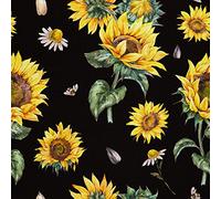 HEKO PANELS Stoff Oxford Wasserdichte Meterware Canvas-Stoff Polyester Stoff Zum Nähen Nähstoffe Möbelstoffe Dekostoffe Handwerken Wasserabweisend Blickdicht Sonnenblumen 5 Meter 155 x 500 cm