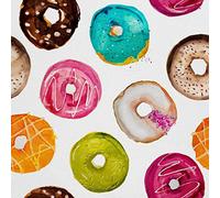 HEKO PANELS Stoff Oxford Wasserdichte Meterware Canvas-Stoff Polyester Stoff Zum Nähen Nähstoffe Möbelstoffe Dekostoffe Handwerken Wasserabweisend Blickdicht Donuts 1 Meter 155 x 100 cm