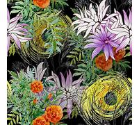 HEKO PANELS Stoff Oxford Wasserdichte Meterware Canvas-Stoff Polyester Stoff Zum Nähen Nähstoffe Möbelstoffe Dekostoffe Handwerken Wasserabweisend Blickdicht Blumen Bunt 5 Meter 155x500 cm, DX018/5mb