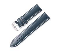 HELBAY Herren-Uhrenarmbänder aus hochwertigem Leder, 18 mm, 19 mm, 20 mm, 21 mm, 22 mm,Blau Weiß,18 mm