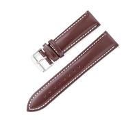 HELBAY Herren-Uhrenarmbänder aus hochwertigem Leder, 18 mm, 19 mm, 20 mm, 21 mm, 22 mm,Braun Weiß,20 mm