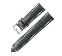 HELBAY Herren-Uhrenarmbänder aus hochwertigem Leder, 18 mm, 19 mm, 20 mm, 21 mm, 22 mm,Grün Weiß,20 mm
