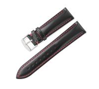 HELBAY Herren-Uhrenarmbänder aus hochwertigem Leder, 18 mm, 19 mm, 20 mm, 21 mm, 22 mm,Schwarz Rot,18 mm